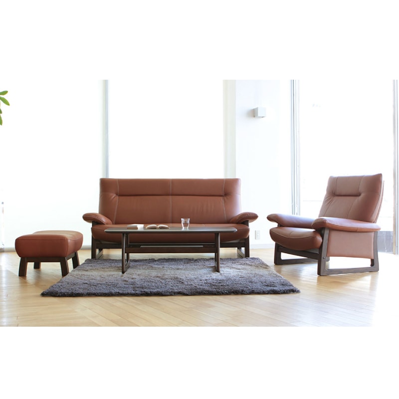 アサヒ】 3人掛けソファ パンサーL（革Bタイプ）幅192cm 国産家具
