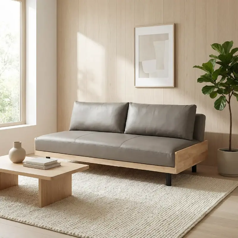 キズと汚れに強いレザーファブリック張りソファベッド