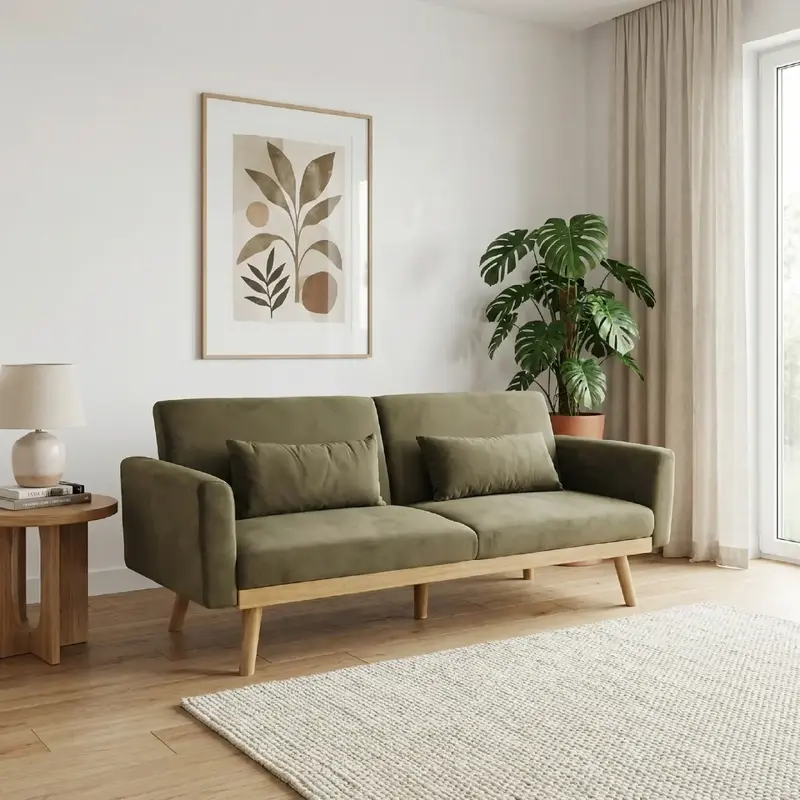 ペール ベロア調生地ソファベッド