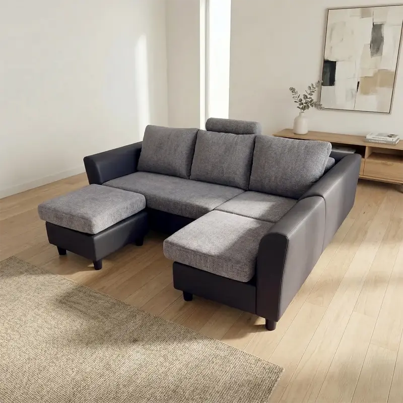 ヘッドレスト付き分割カウチソファ