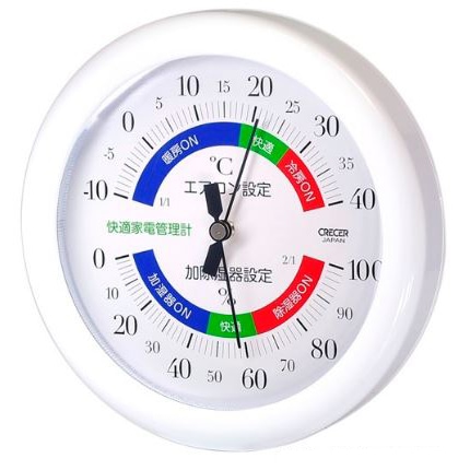クレセル 快適家電管理計 温湿度計 壁掛け・卓上両用 スタンド付き