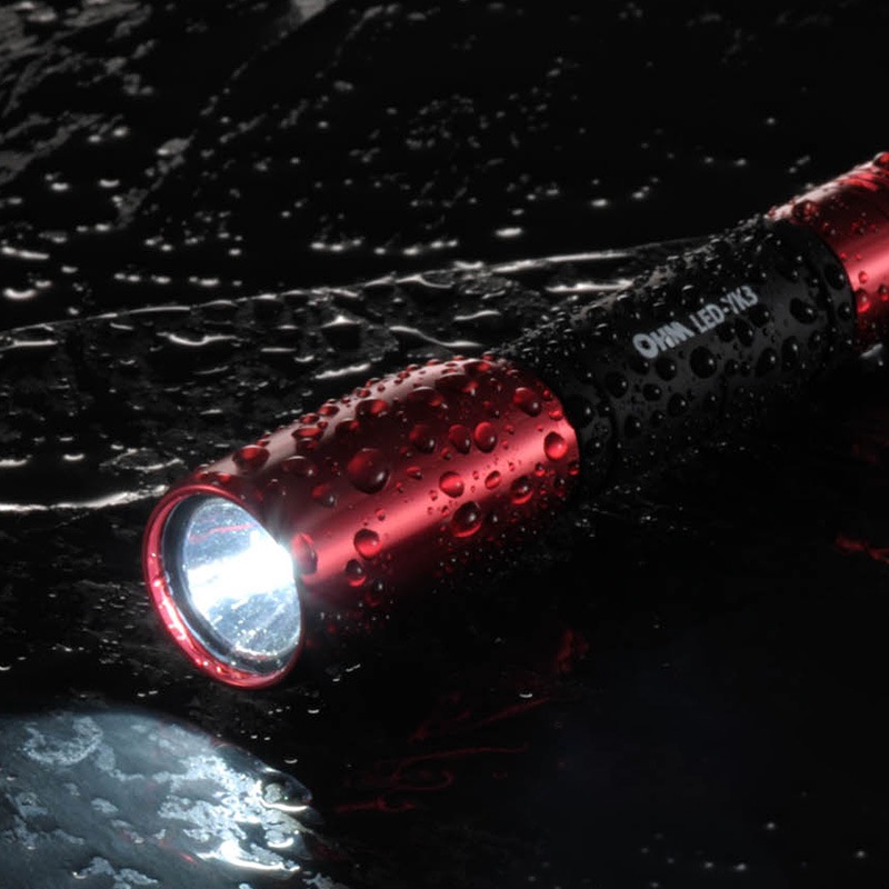 LED懐中電灯 IPX4 8lm 単4x1 アルミボディ ラバーグリップ