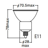 岩崎 ハロゲンランプ E11 110V用 中角 80W(130W形)｜JDR110V80WUV/MK7H