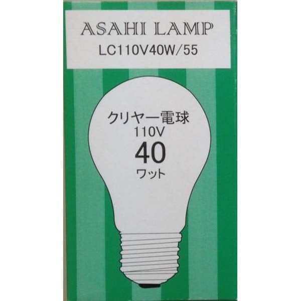 旭光 白熱電球 E26 40W クリア｜LC110V-40W/55 16-4089｜通販なら