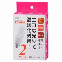 �����ʥܡ��� �ŵ���ָ��� E26 ���ѥ����� 60W���� �ŵ忧 2������EFD15EL/12NX2P 04-5494