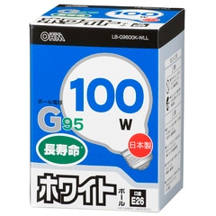 ��Ǯ�� �ܡ���� G95 E26 �ۥ磻�� 100W Ĺ��̿��LB-G9600K-WLL 06-0626