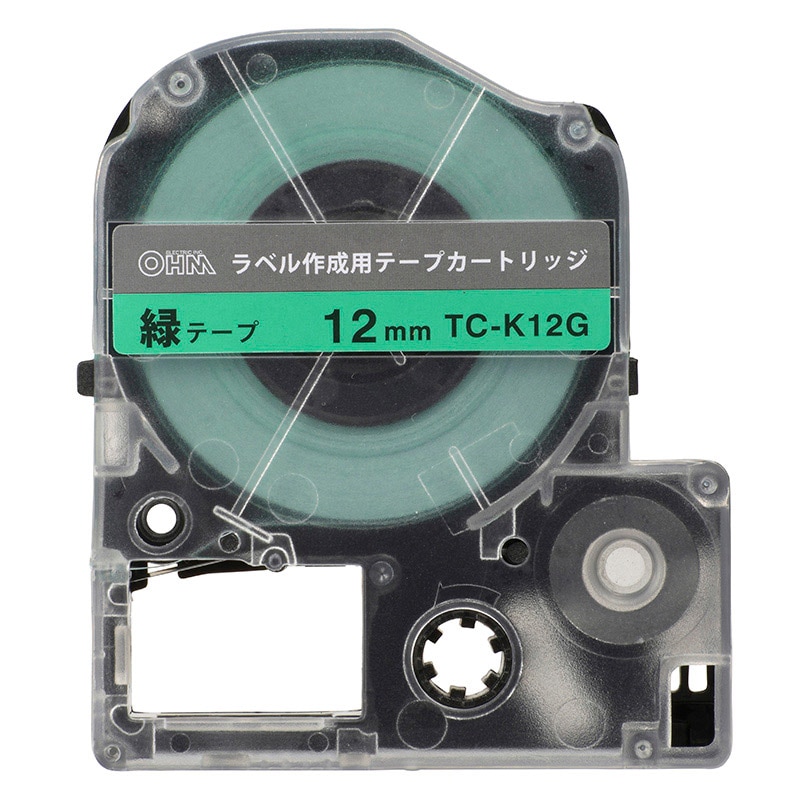 テプラPRO用 互換ラベル テープカートリッジ 12mm 緑テープ 黒インク｜TC-K12G 01-3821｜通販ならオーム電機ダイレクト 互換ラベルリフィル 5 パック 透明に黒の 12mm プラスチックテープ 100H LT 100T Plus と互換性あり(10PK