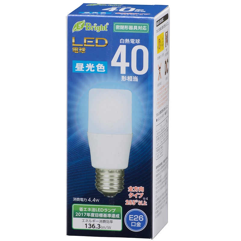 LED電球 T形 E26 40形相当 昼光色｜LDT4D-G AG20 06-3606｜通販なら