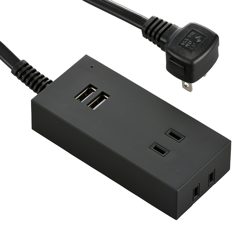 USBポート付電源タップ 雷ガード 2個口/2USB 1.5m 黒｜HS-TU215M-K 00