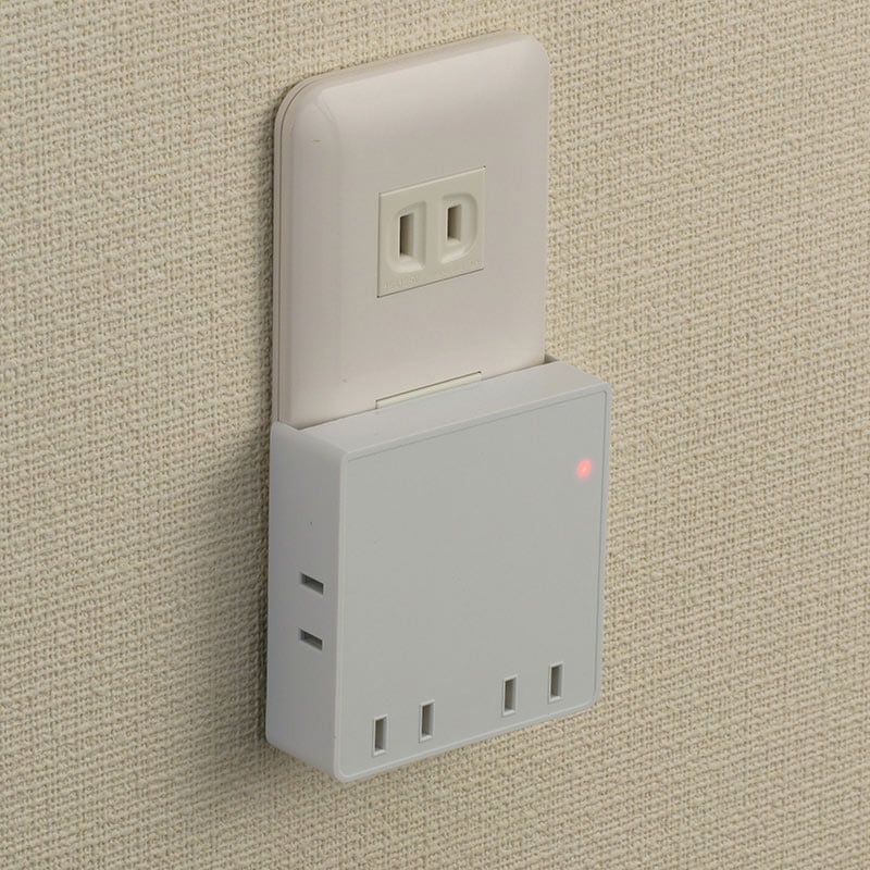 雷式 OHM スクエア電源タップ コードなし 雷ガード 4個口_HS-AK4PBT-W