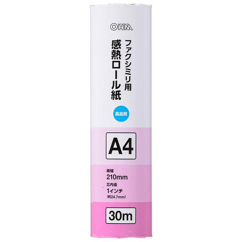 感熱ロール紙 ファクシミリ用 A4 芯内径1インチ 30m｜OA-FTRA30B 01