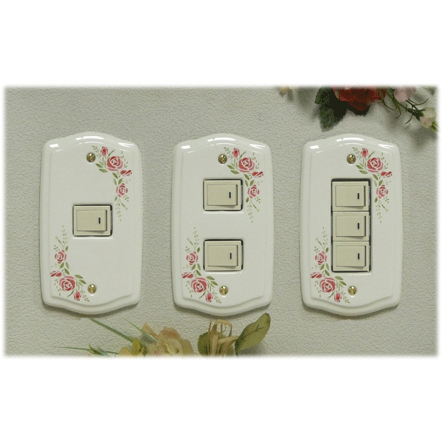 Melody スイッチプレート 磁器 カミングアップローズ 1口用