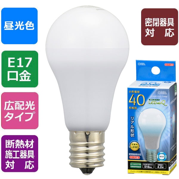 LED電球 小形 E17 40形相当 昼光色｜LDA4D-G-E17 IH92 06-3438｜通販