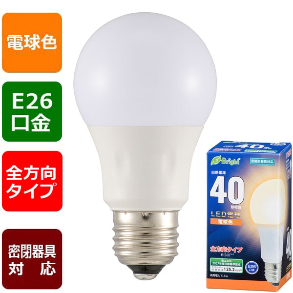 LED電球 E26 40形相当 全方向 電球色｜LDA4L-G AG27 06-4340｜通販なら