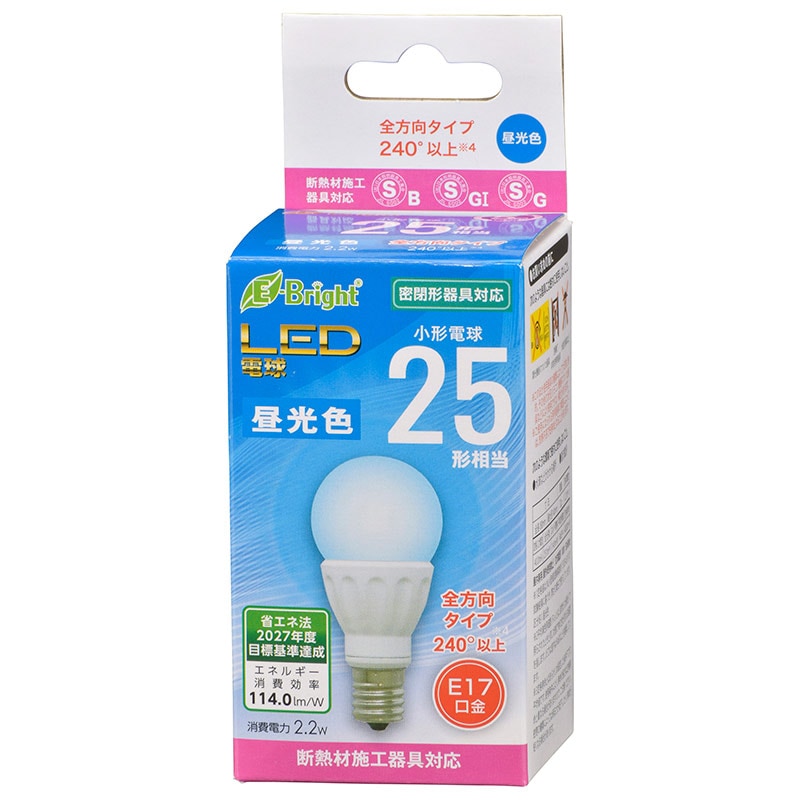 LED電球小形E17 60形電球色 広配光タイプ 2個 LED電球 小形 E17 25形相当 昼光色｜LDA2D-G-E17 IS22 06-4332｜通販