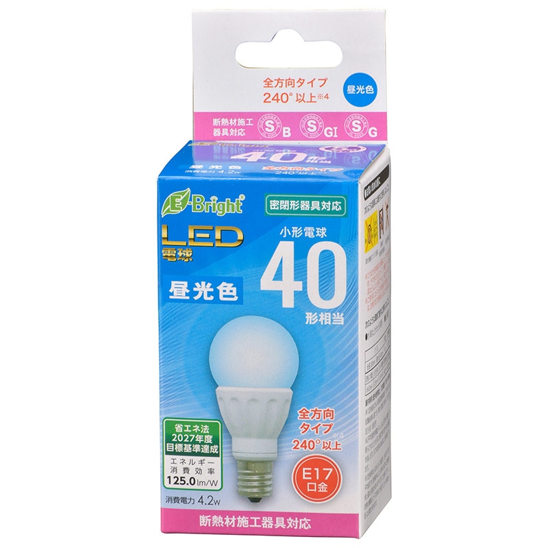 LED電球 小形 E17 40形相当 昼光色｜LDA4D-G-E17 IS22 06-4334