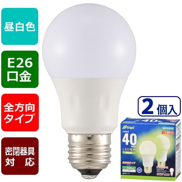 LED電球 E26 40形相当 昼白色 2個入｜LDA4N-G AG27 2P 06-4350