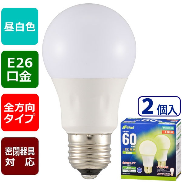 LED電球 E26 60形相当 昼白色 2個入｜LDA7N-G AG27 2P 06-4353｜通販