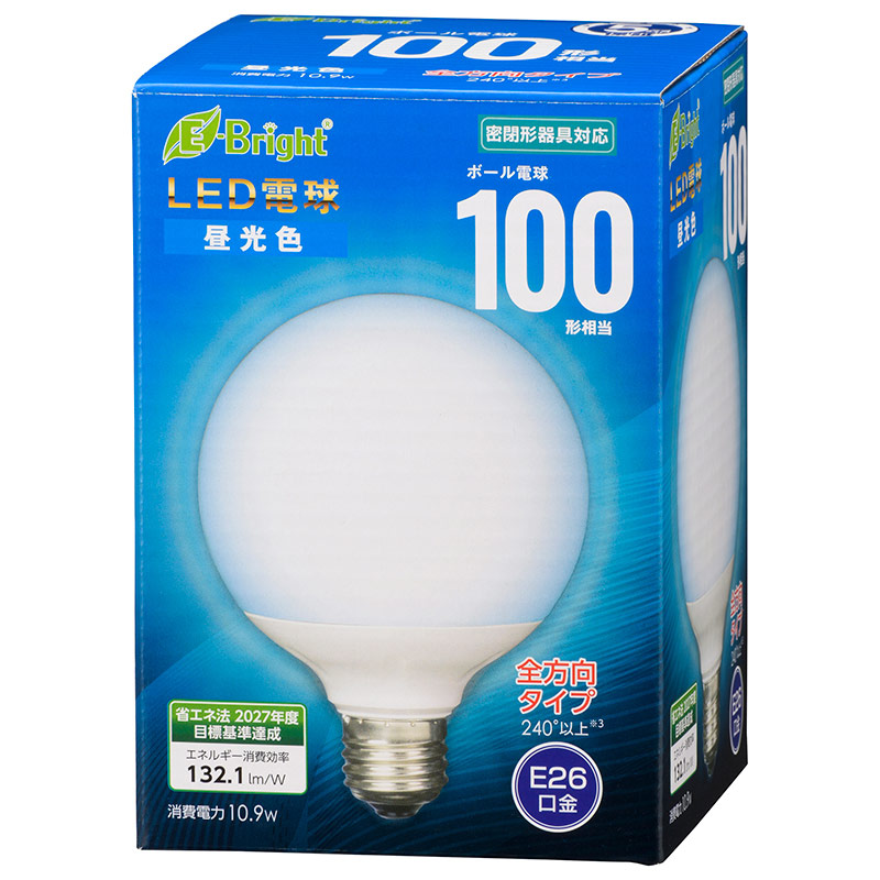 LED電球 ボール電球形 E26 100形 昼光色 全方向｜LDG11D-G AG24
