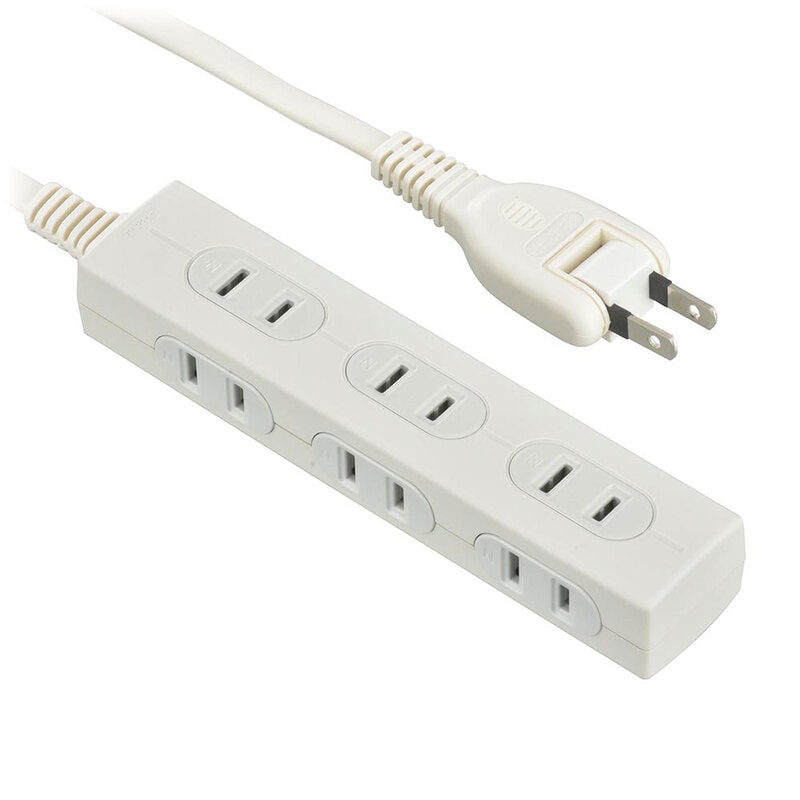 スリムタップ 正面差し＋側面差しコンセント 6個口 2m｜HS-T62SLV3-W