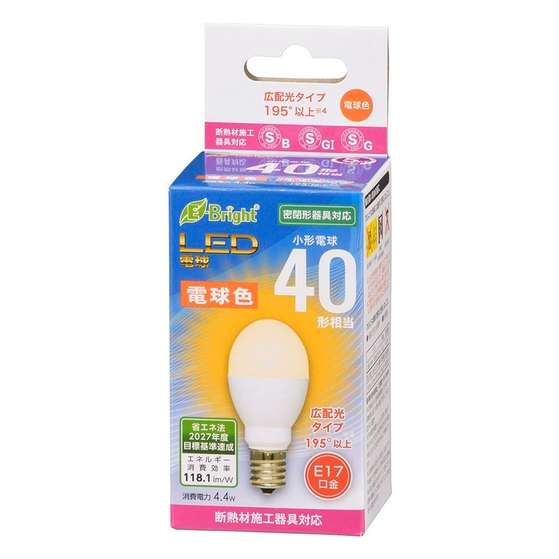 LED電球 小形 E17 40形相当 電球色｜LDA4L-G-E17 IH23 06-4803