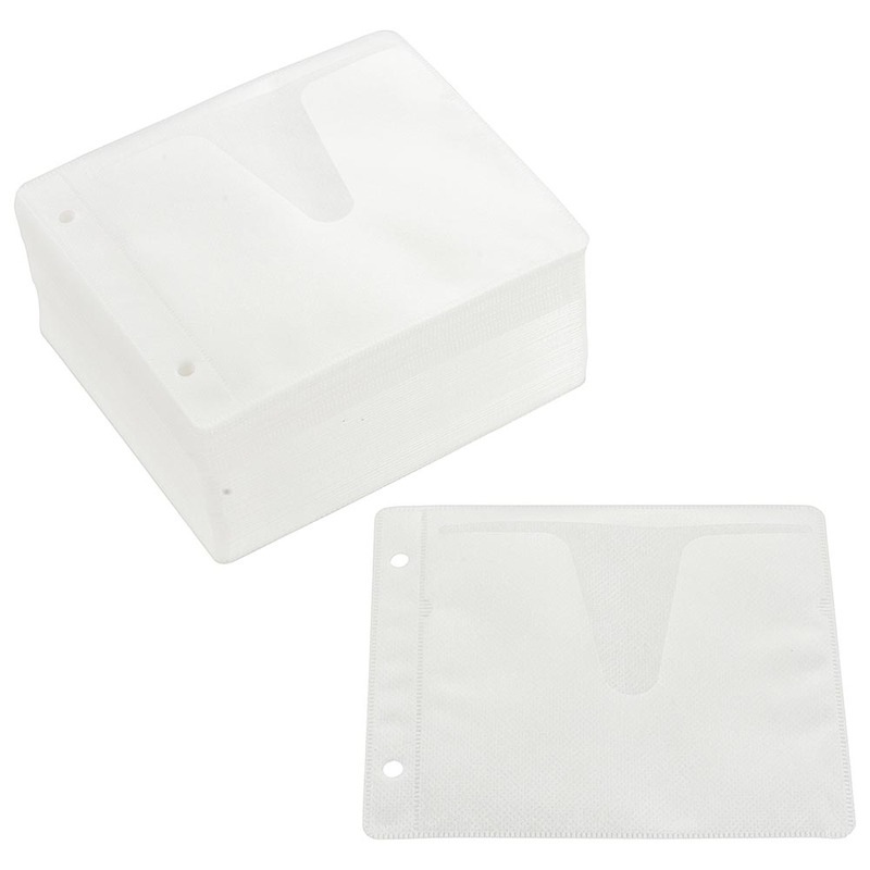 DVD＆CD不織布スリーブ 両面収納タイプ100枚入 ホワイト｜OA-RCD200-W