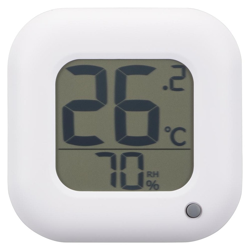 無垢材 温度計 湿度計 THERMOMETER オーク 温度が見やすい温湿度計 ホワイト｜TEM-100B-W 08-1444｜通販