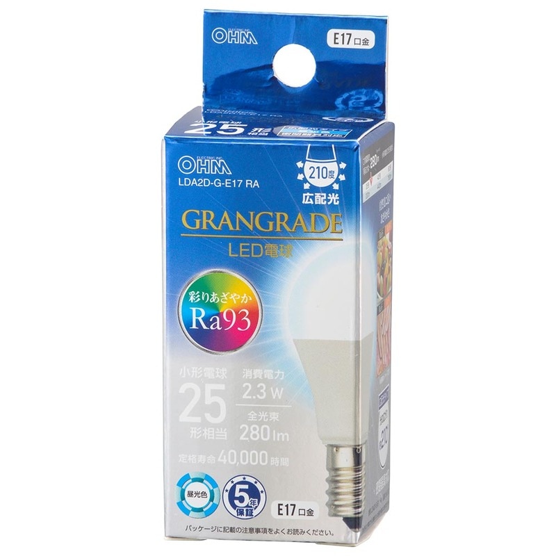 LED電球小形E17 25形相当 昼光色｜LDA2D-G-E17 RA 06-5553｜通販なら