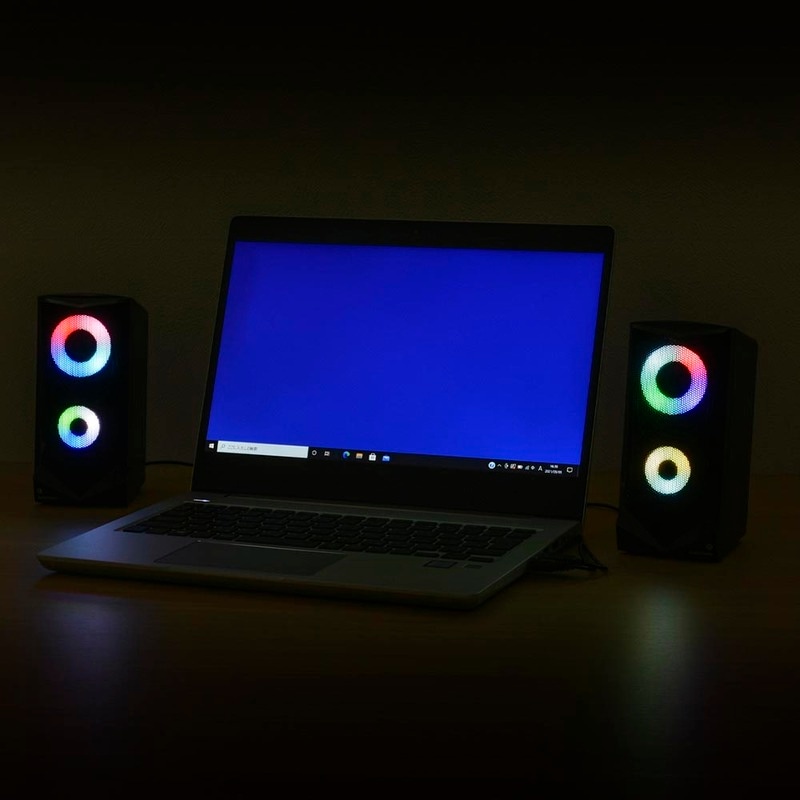 AudioComm USB電源スピーカー LEDイルミネーション機能付き｜ASP-U175Z