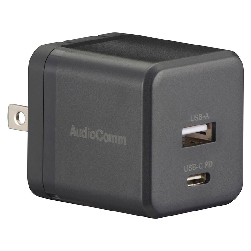 充電器 AudioComm USBチャージャー 45WPD対応USB-C+USB-A ブラック｜MAV