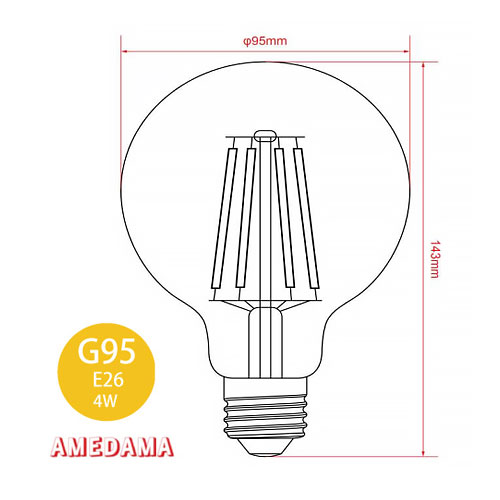 グローバル AMEDAMA フィラメントLEDカラー電球 G95/E26