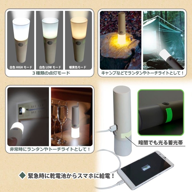 LEDトーチライト&ランタン 300ルーメン｜LP-300AU-W 08-1339｜通販なら