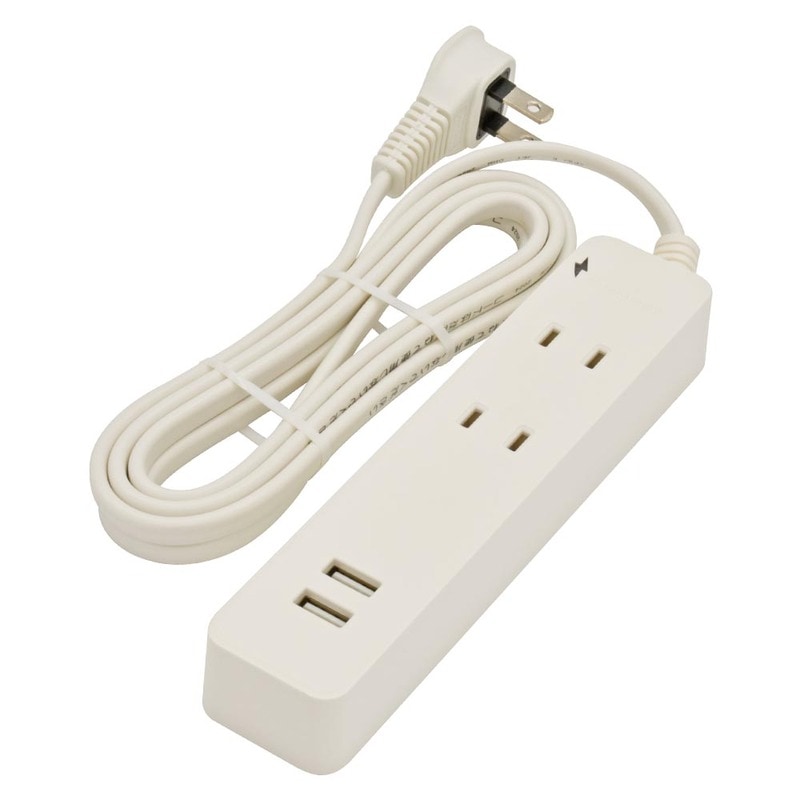 usag22さま専用 2個口タップ 雷ガード/USBポート付き 2m|HS-TKU22W22 00-1656