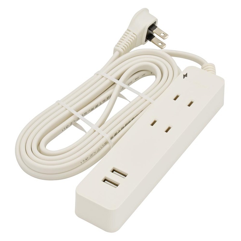 2個口タップ 雷ガード/USBポート付き 3m｜HS-TKU23W22 00-1657｜通販