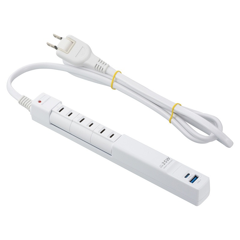回転スリムタップ 雷ガード付き PD対応25W 3個口 1.5m｜HS-T3RU1C1KF-W