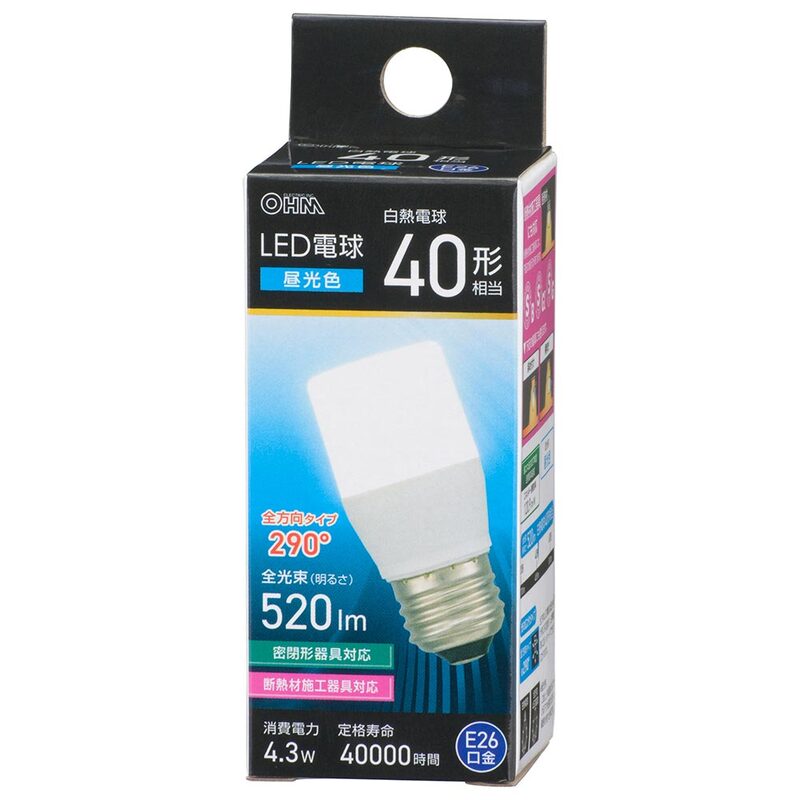 LED電球 E26 40形相当 昼光色｜LDT4D-G IS5 06-4991｜通販ならオーム