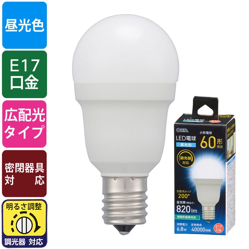 LED電球小形 E17 60形相当 調光器対応 昼光色｜LDA7D-G-E17/D AG5 06