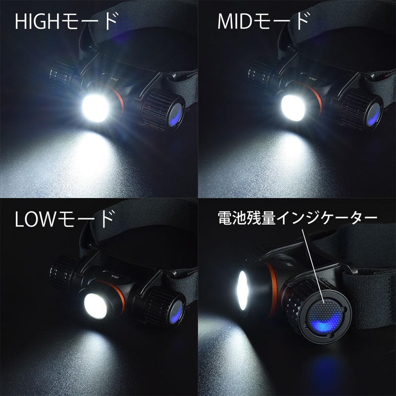 充電式LEDヘッドライト 1300ルーメン｜LC-HUS1300-K 08-1394｜通販なら