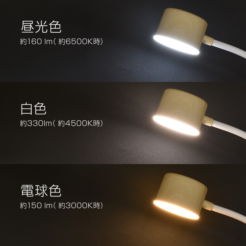 LEDクランプライト 3段階調色 明るい木目調｜LTC-LD03RK-W 06-5086