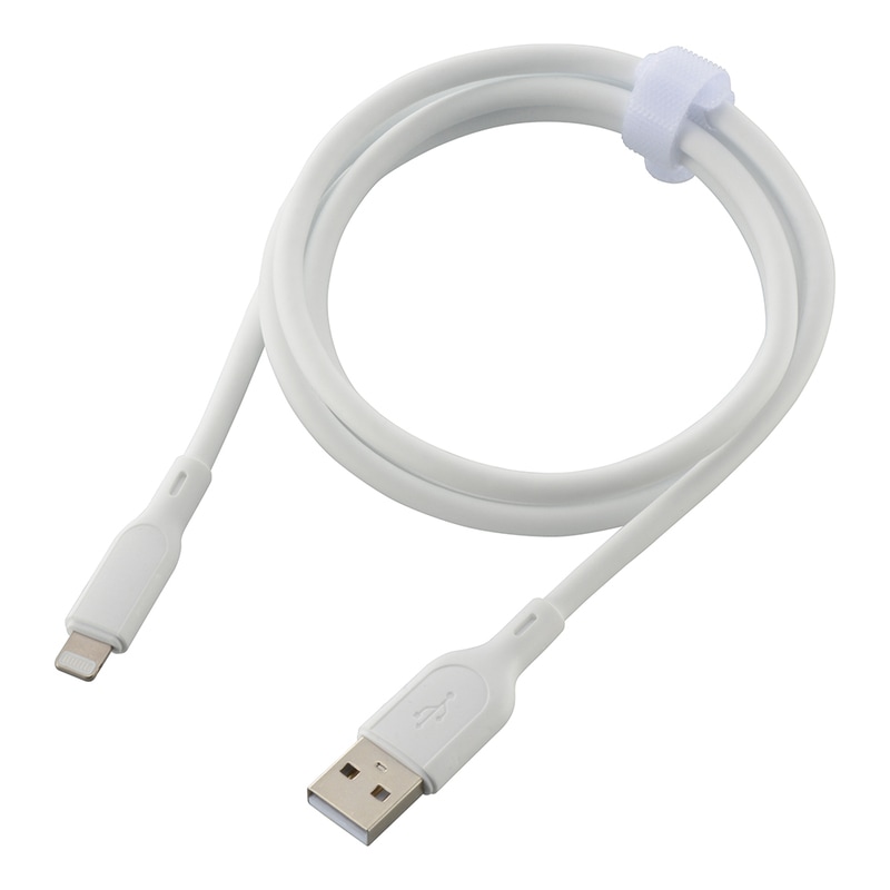 AudioComm なめらかケーブル USB-A to Lightning 1m ホワイト｜SMT
