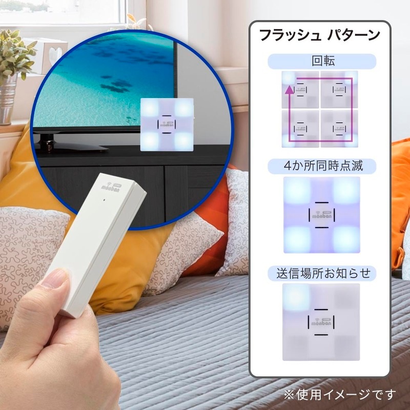 monban CUBE II 自家発電式押しボタン送信機+光フラッシュ電池式受信機