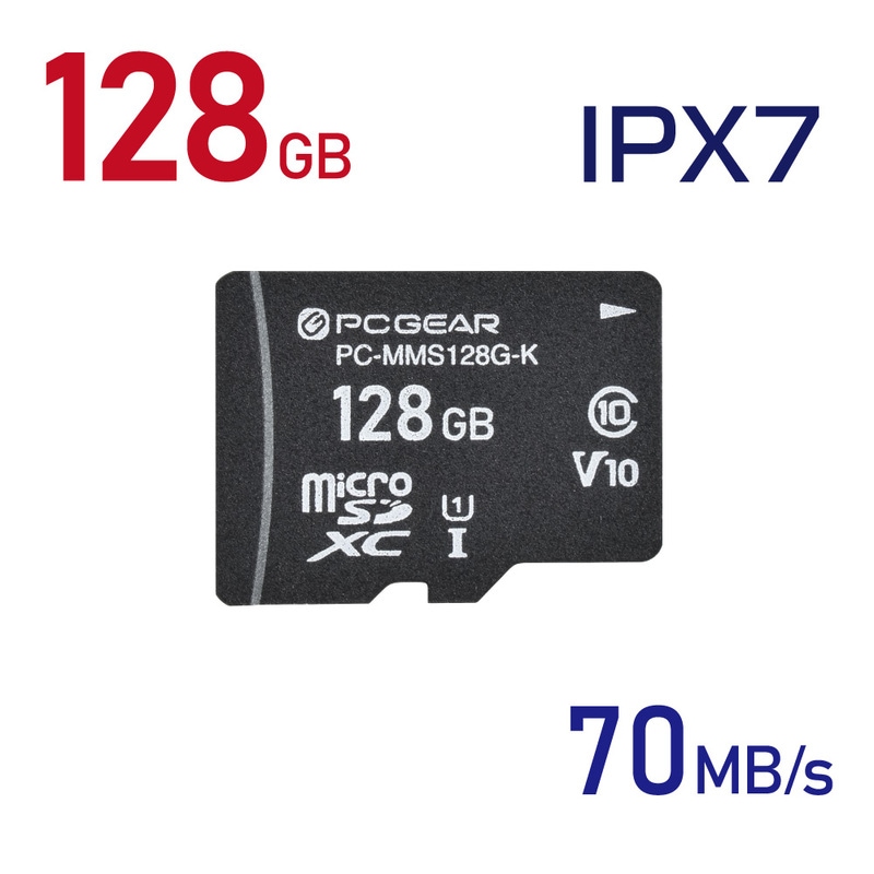 PCGEAR マイクロSDXCメモリーカード 128GB｜PC-MMS128G-K 01-3938