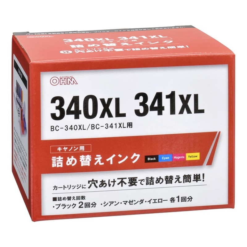 キヤノン用詰め替えインク 340XL/341XL｜INK-C340341XL-BK2PCL 01-3112