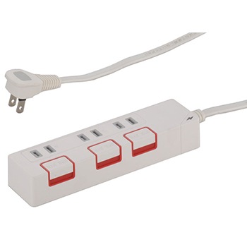 電源タップ 雷ガード 3個口 2.5m｜HS-K1186W 00-1186｜通販ならオーム