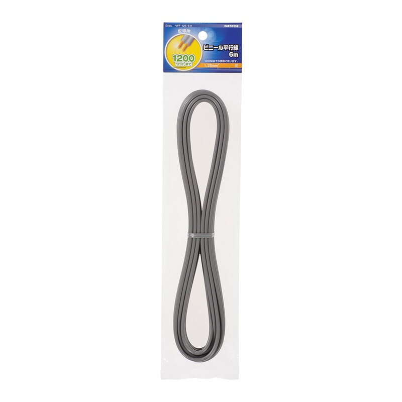 ビニール平行線 VFF 1.25mm2 6m 灰_VFF1.25 6M GY 04-7324｜通販なら