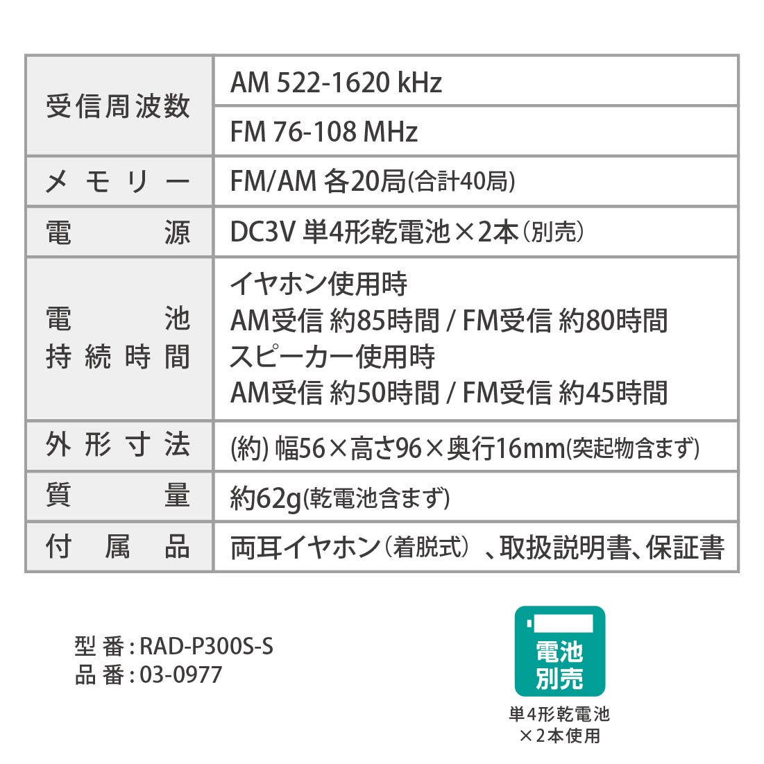 AudioComm DSPݥåȥ饸 AM/FMƥ쥪 СRAD-P300S-S 03-0977