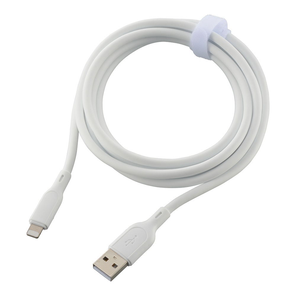 AudioComm なめらかケーブル USB-A to Lightning 2m ホワイト｜SMT