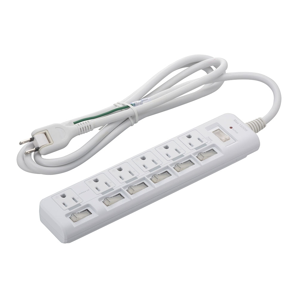 発煙ガード節電3Pタップ 6個口 2m｜HS-T623PBHF-W 00-2587｜通販なら