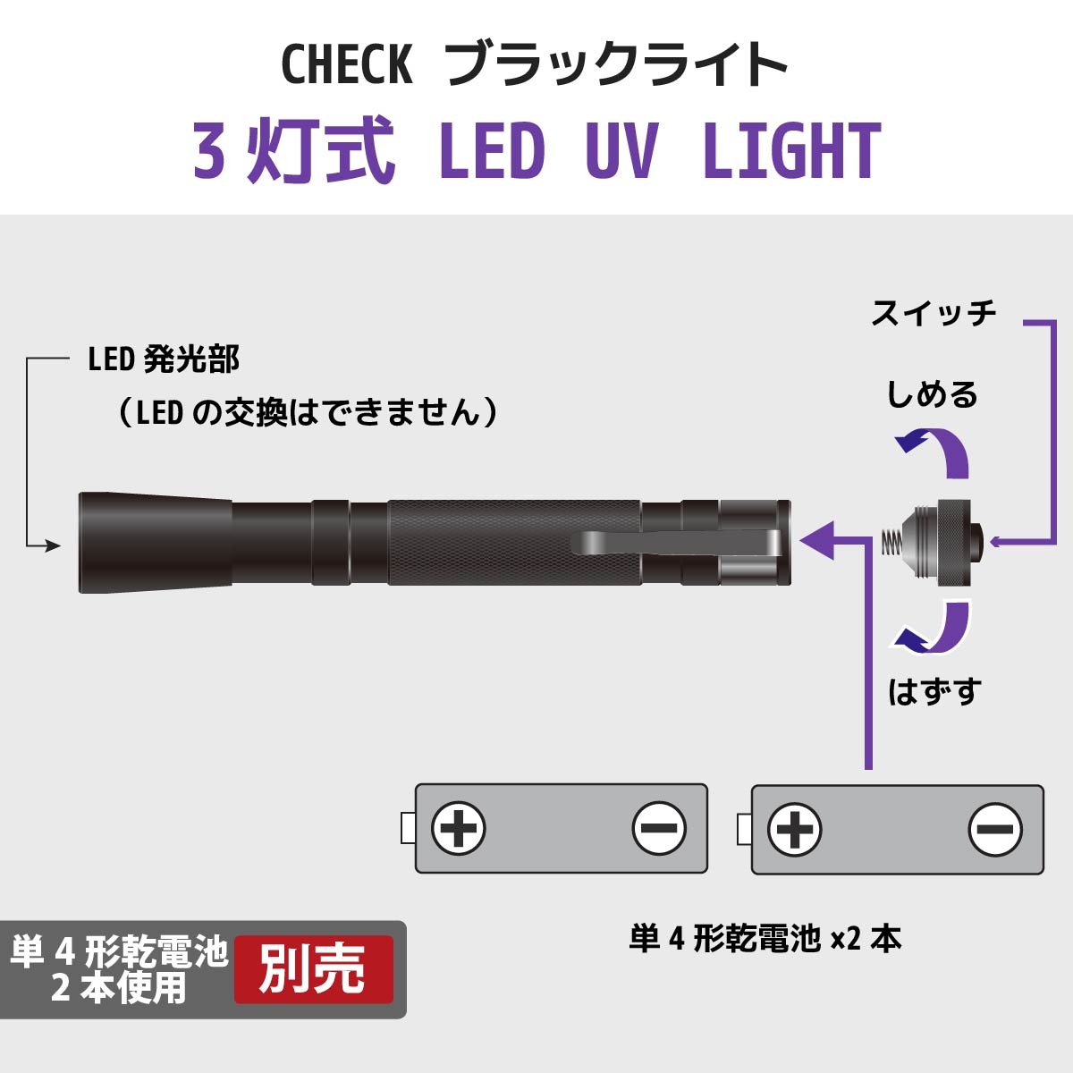 LED3 UV֥å饤ȡLHA-UV375/3-K2 08-1023