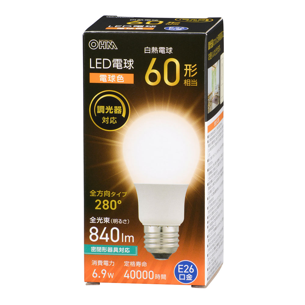 LED電球 E26 60形相当 調光器対応 電球色｜LDA7L-G/D AG5 06-5486